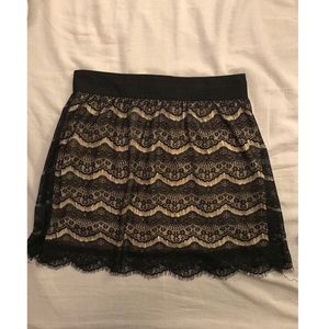 Lace Overlay A-Line Skirt